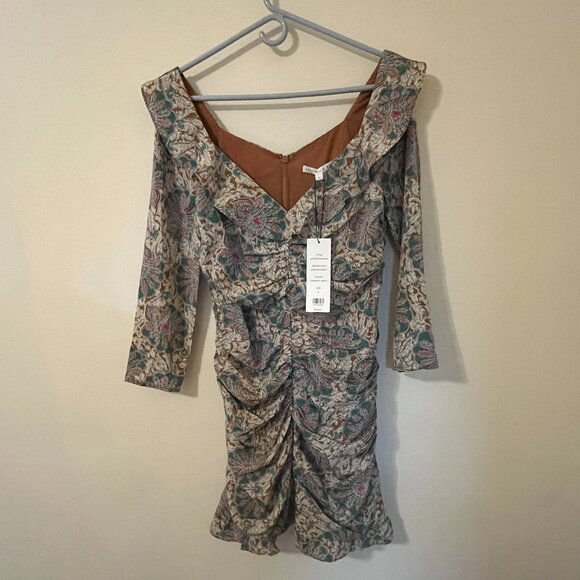 NWT Veronica Beard Lozano Floral Silk Ruched dress - Sz 8 - Picture 3 of 8